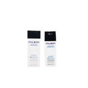 Milbon front bottle showing label and 6.8 oz size, highlighting professional smoothing benefits