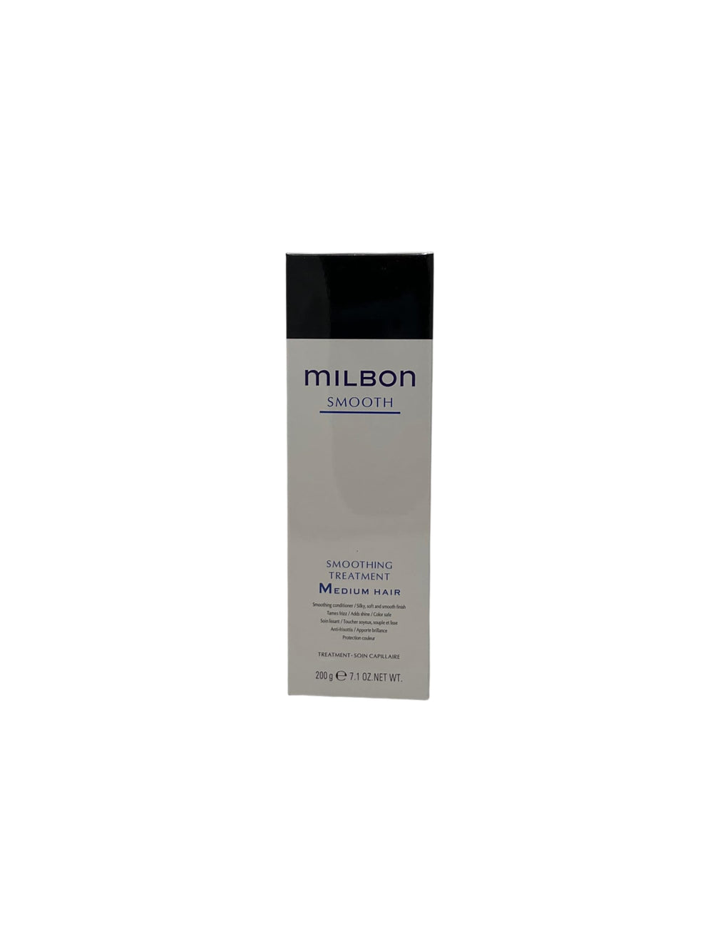 Milbon bottle front view showing label and size for easy identification and shelf appeal