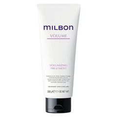 Milbon conditioner texture close-up highlighting lightweight creamy formula for weightless volume