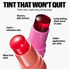 Milk Makeup Cooling Water Jelly Tint on model lips showing hydrating color wear