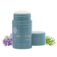 milk + honey front stick view showing clean lavender label and benefit