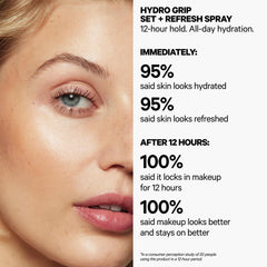 Milk Makeup mist spraying onto skin for even coverage and dewy finish