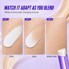 MilkySeoul twist-up foundation stick open with built-in brush for quick blending