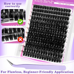 MilyBest tweezers and dual-head brush displayed for precise placement and grooming