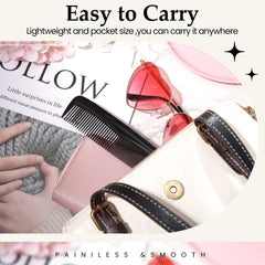 Mimorou comb in hand illustrating compact 5-inch portability benefit