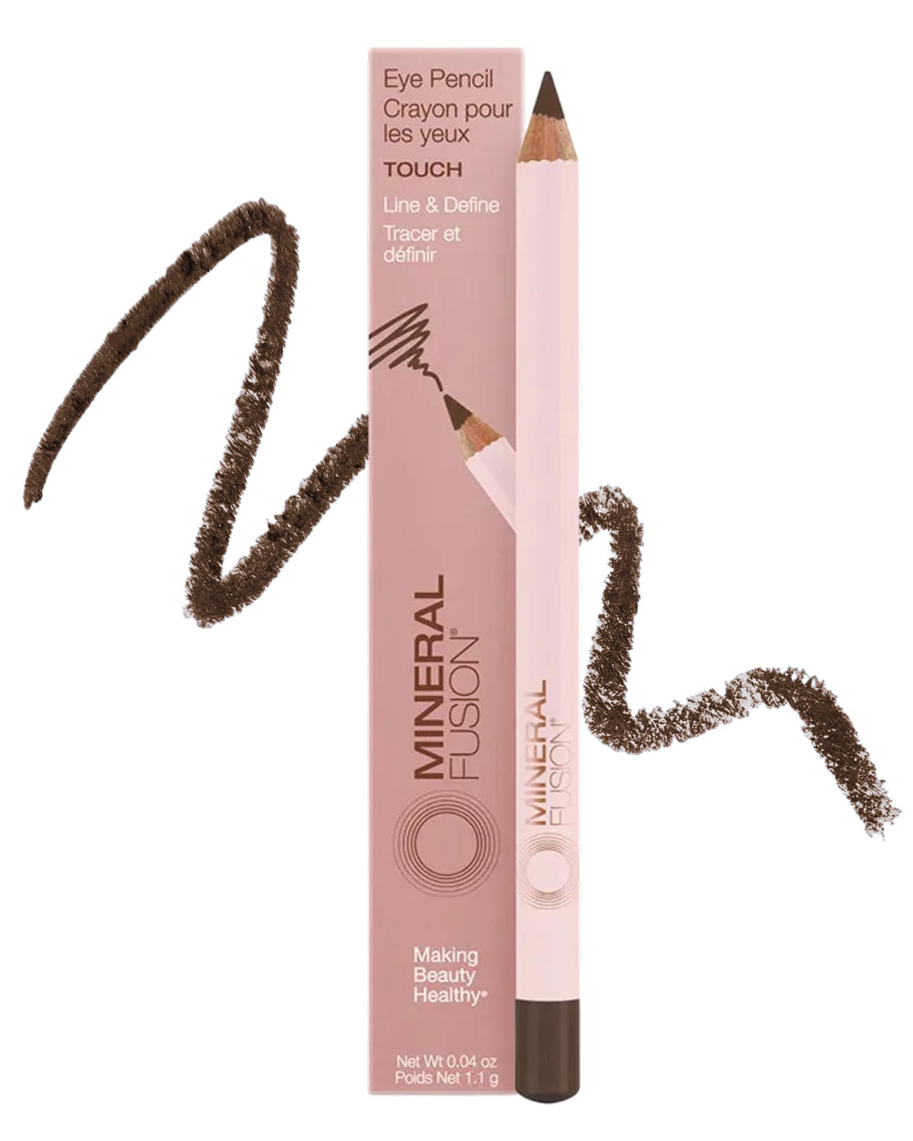 Mineral Fusion eye pencil front view showing sleek pencil and shade