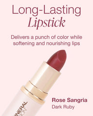 Mineral Fusion open twist detail of Rose Sangria bullet highlighting smooth tip and precise application benefit