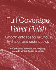 Mineral Fusion swiped texture of Rose Sangria on paper showing creamy finish and buildable pigment benefit