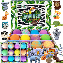 Mineral Me California front packaging showing 12 colorful bath bombs and toys