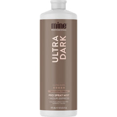 MINETAN BODY.SKIN front bottle showing ultra dark spray tan packaging and quick results