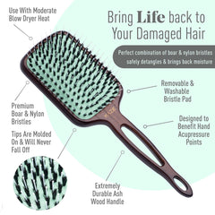 MINT Kaze nylon and boar bristles close-up smoothing hair for shine