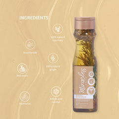 Miracles By Milagros bottle beside rosemary sprigs and red onion for botanical strength