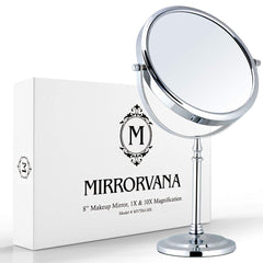 MIRRORVANA front view showing chrome double-sided mirror and clear reflections