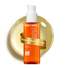 Mise En Scene bottle front view showing sleek packaging and shine benefit