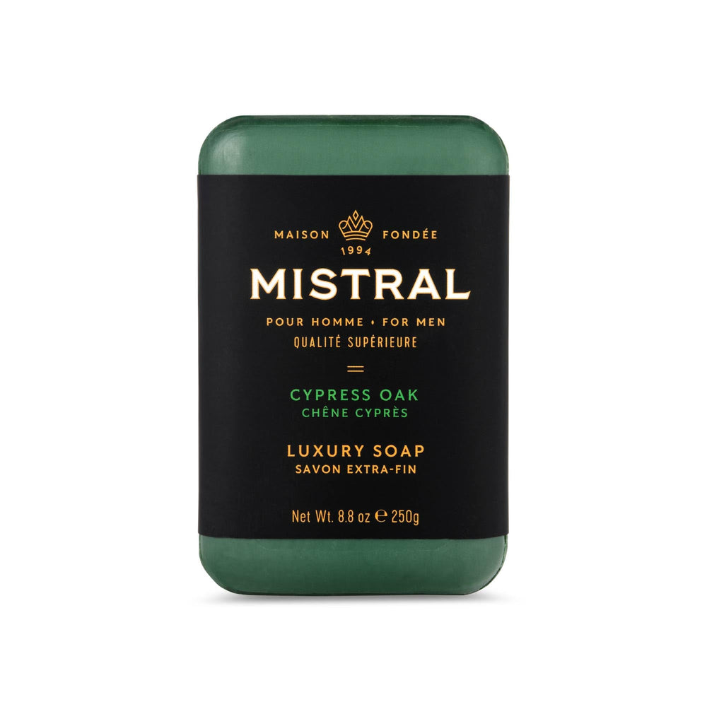 Mistral front packaging showing elegant box and bar, luxury gift-ready