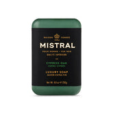 Mistral front packaging showing elegant box and bar, luxury gift-ready