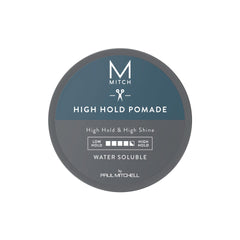 MITCH jar front view showing label and glossy pomade benefit