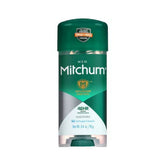 Mitchum unscented gel front packaging showing brand and 3.4 oz size for reliable protection
