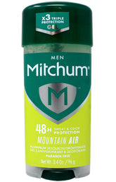 Mitchum front packaging showing nine Mountain Air gel sticks for reliable supply