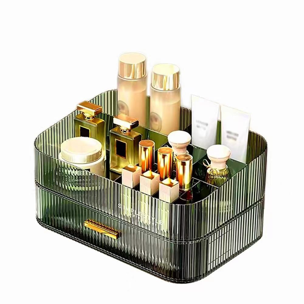 MIUOPUR front view of clear stackable organizer showing elegant display