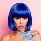MIUSKATL front view of blue bob wig showing vibrant color and ready-to-wear benefit