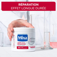 Mixa cream texture close-up highlighting fast-absorbing, non-greasy finish