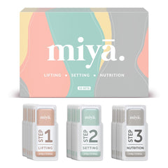 MIYA LASH front of box showing 10 treatments and salon-grade refill benefits