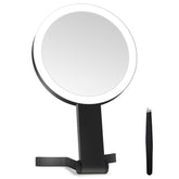 MIYADIVA front view showing double-sided mirror and sleek black finish for versatile use