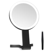 MIYADIVA front view showing double-sided mirror and sleek black finish for versatile use