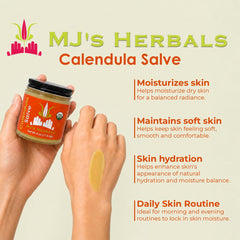 MJ's Herbals calendula-infused oil with blossoms emphasizing botanical nourishment