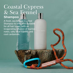 Molton Brown shampoo applied to wet hair showing in-use refresh benefit: easy rinsing