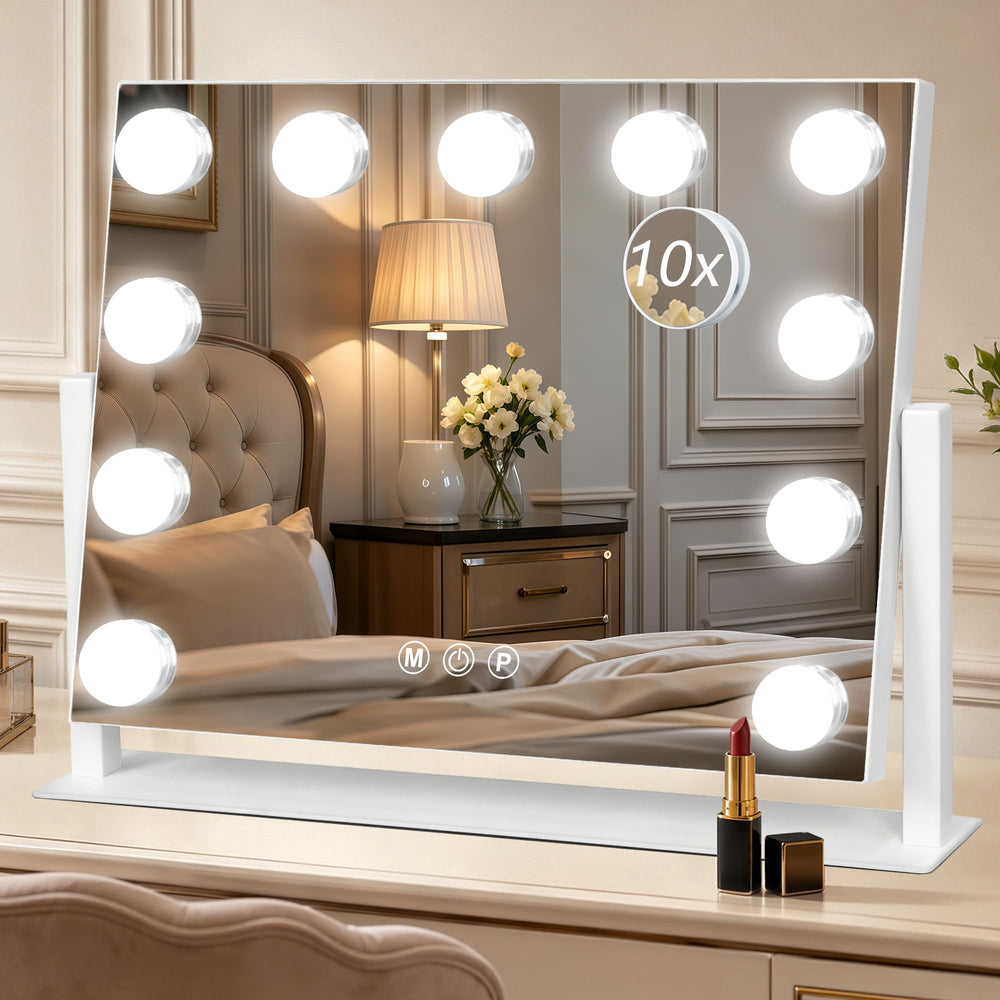 Moonee front view showing full 13x17 mirror for clear color-accurate makeup