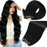 Moresoo front packaging showing 18 inch jet black hair and benefits
