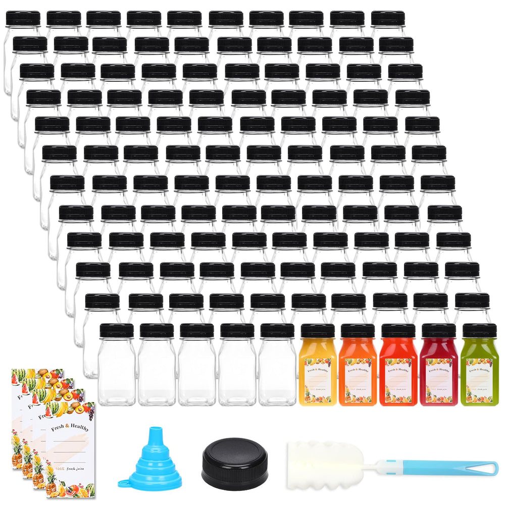 Moretoes front packaging showing 144 clear 4oz bottles and caps, ideal for bulk use