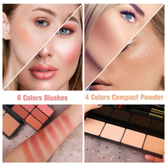 MORNECA blusher and lipsticks arranged to show color variety for day-to-night looks