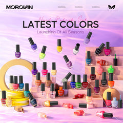 Morovan bottle close-up highlighting polish color and glossy finish for accurate shade