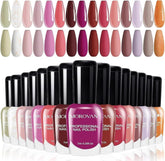Morovan front packaging showing 15-color fall nail polish set and glossy finish benefit