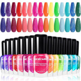 Morovan front packaging display showing 15 bright shades and glossy benefit