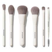 MORPHE front view of six-piece brush set and silicone bag, travel-ready organization