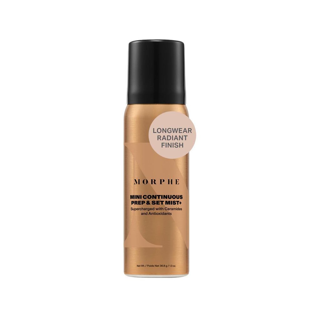 MORPHE mini setting spray front packaging showing compact travel bottle and branding