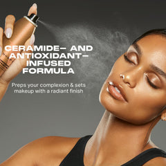 MORPHE nozzle close-up demonstrating continuous mist for even application benefit
