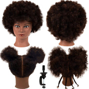 MORRIS front view of 10-inch mannequin head showing curly hair for realistic practice