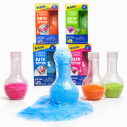 Mr. Bubble front beaker set showing colorful bath potion beakers and packaging benefit playful baths
