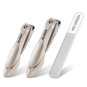 MR.GREEN front view packaging showing two stainless steel clippers and benefits