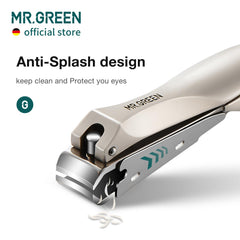 MR.GREEN sliding waste slot detail showing hygienic nail clipping capture