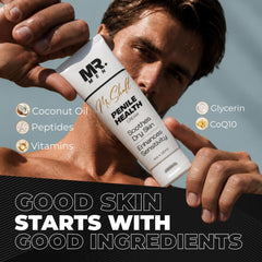 mr. men hand applying cream demonstrating ease of use and discreet comfort benefit