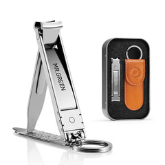 MR.GREEN front packaging with orange leather case for secure travel