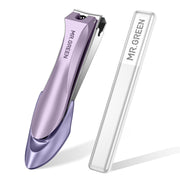 MR.GREEN front view of purple clippers showing compact splash-proof design and control