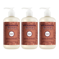 Mrs. MEYER'S front packaging showing three bottles and cozy appeal
