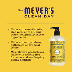 Mrs. Meyer's close-up of foam texture from pump highlighting gentle lather and moisturizing feel
